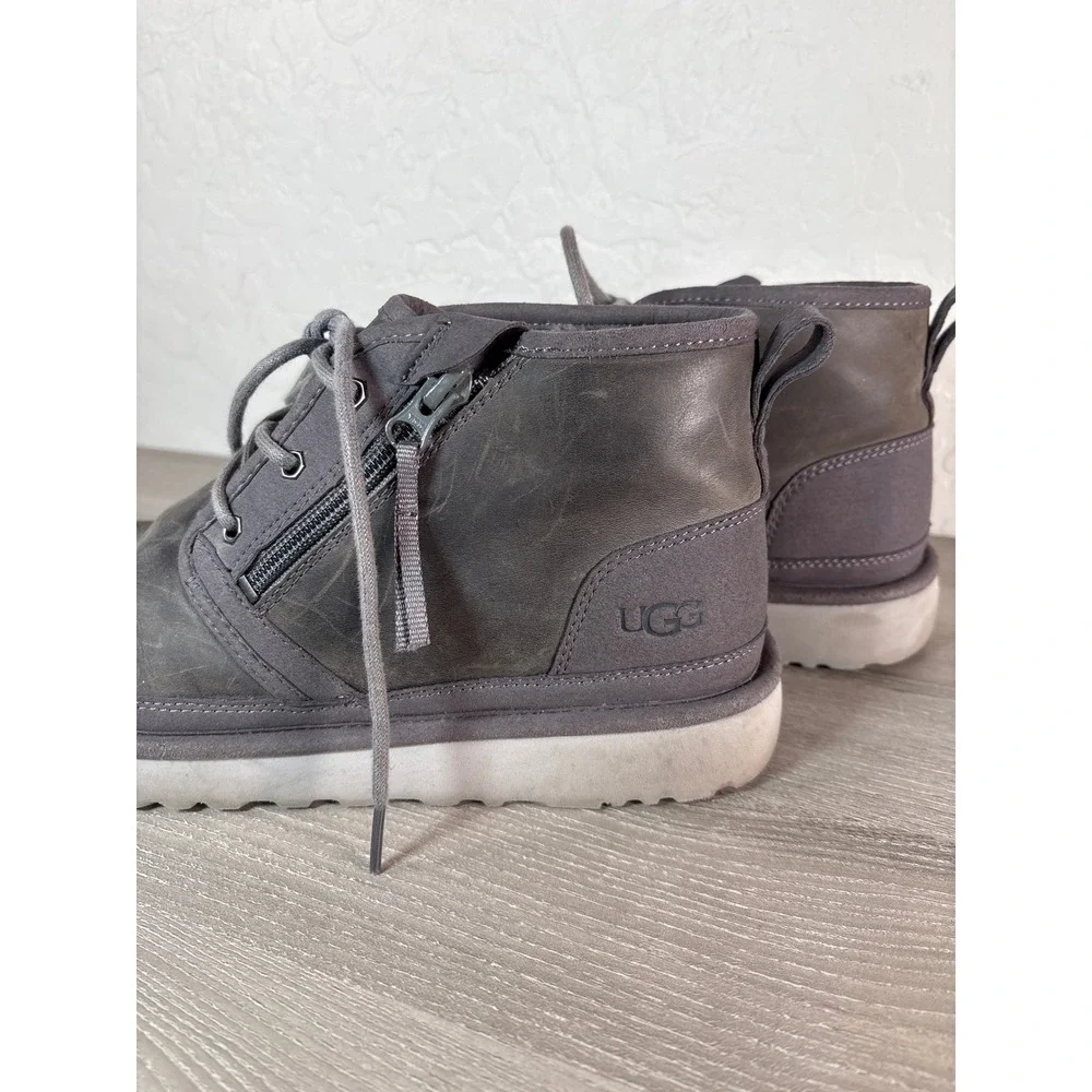 UGG‎ Neumel Dual Zip Mens Size US 11 Charcoal Dark Gray Leather Boots